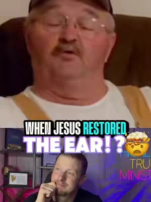 The image is split in two. The top half shows a close-up of an older man with glasses and a hat, looking at the camera. The bottom half features a man with short blonde hair, with text overlaying both halves and graphics.