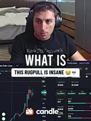 A man with a concerned expression wearing a headset seated in front of a computer screen displaying stock market data. The image has a background of light gray and the person is in the foreground. The text overlays in bold white and black text draw attention to the image's topic. 