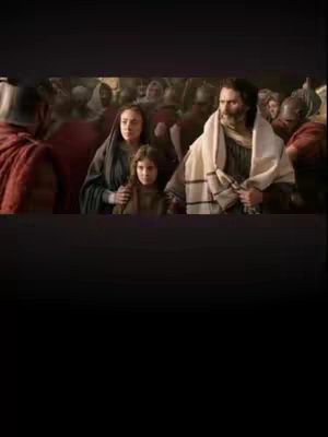 The cover image depicts a scene from a historical drama. The central figures appear to be a young boy, presumably Jesus, flanked by a woman and a man, likely his parents, set against a crowded outdoor environment. They are dressed in clothing appropriate to the period.