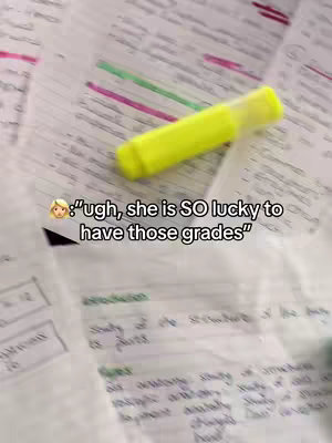 A close-up shot focusing on a study notebook with handwritten notes and a yellow highlighter lying partially open. Text overlayed on it.