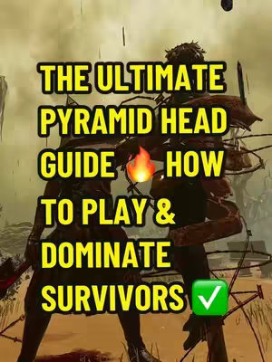The cover image features a stylized graphic with text over an image of the Pyramid Head character from Dead by Daylight. The background depicts a dimly lit, weathered environment, possibly a video game scene. The text, in a bold, yellow font with a black outline, spells out the video's title, with the words stacked in multiple lines. A flame icon is present between “GUIDE” and “HOW”. In the lower right corner, a green checkmark icon is placed in front of the character.
