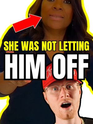 The cover image shows a split-screen. The top half features an older Black woman with a slight smile, looking slightly to the side. Her face is in the upper portion of the image. In the lower half, a young, fair-skinned man with glasses is looking up with a surprised expression, his mouth open. Bold, white text overlays the image, and a red directional arrow is pointing towards the woman. The background has a bright yellow glow effect.