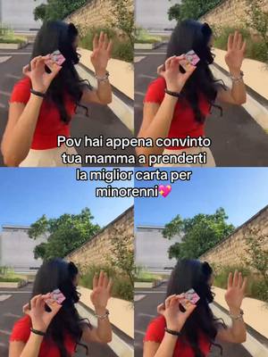 Multiple overlaid images with the same young woman in each. The woman is holding a card and gesturing with her other hand. She is wearing a red top and has long, dark hair. Text is overlaid at the bottom of the top two images.