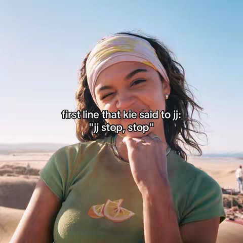 The cover image features a young woman with a slightly upturned smile, her hand raised to her chin. She wears a white headband and a green t-shirt. The background suggests a sunny outdoor setting with trees and sand.