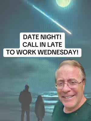 The cover image is composed of a man's smiling face at the bottom right, overlaid on a background that features a beach scene and the night sky. Above, in the center, is a text overlay within a white rectangle. A luminous celestial object (moon or sun) is visible at the upper right, and a light streak cuts diagonally across the image.