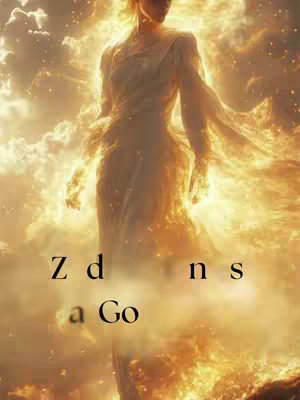 The cover image features a female figure, resembling a goddess with flowing white robes, positioned in a dynamic pose. She seemingly floats amidst a radiant, fiery background composed of swirling clouds and light, suggesting both power and ethereal qualities. Text overlays at the bottom, likely titles, complete the image.