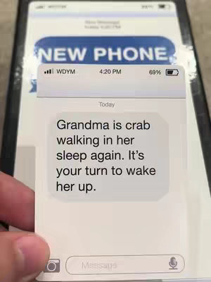 The cover photo displays a smartphone's screen, showcasing a mock text conversation within a messaging app. The image emphasizes white text bubbles on a light background, suggesting an iMessage interface with details like sender names, timestamps, and battery status. Cropping highlights the text message content.