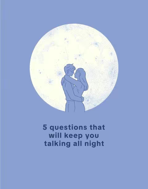 An illustrated image with a light blue background featuring two figures embracing in front of a large, textured white circle resembling the moon. The figures are drawn in outline style, suggesting a couple, with one figure's head resting on the other's shoulder. Below the moon and figures is text in a bold, sans-serif font. The overall composition is vertical and simple, employing a limited color palette.