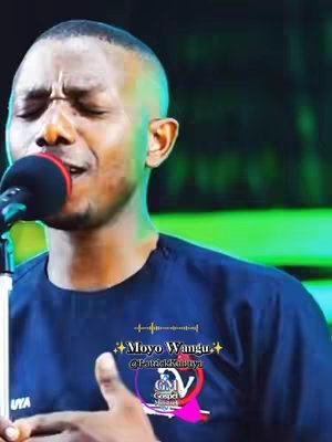 The cover image features a close-up shot of a man with short hair, eyes closed, singing into a microphone; graphic overlay includes the title 'Moyo Wangu' and artist name, along with a logo.