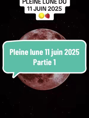 The cover image features a dark background with a large, reddish-brown full moon dominating the scene. A white speech bubble shape containing text hovers near the moon. At the top, a banner of text is present, and small emojis of a sun and strawberry are shown.