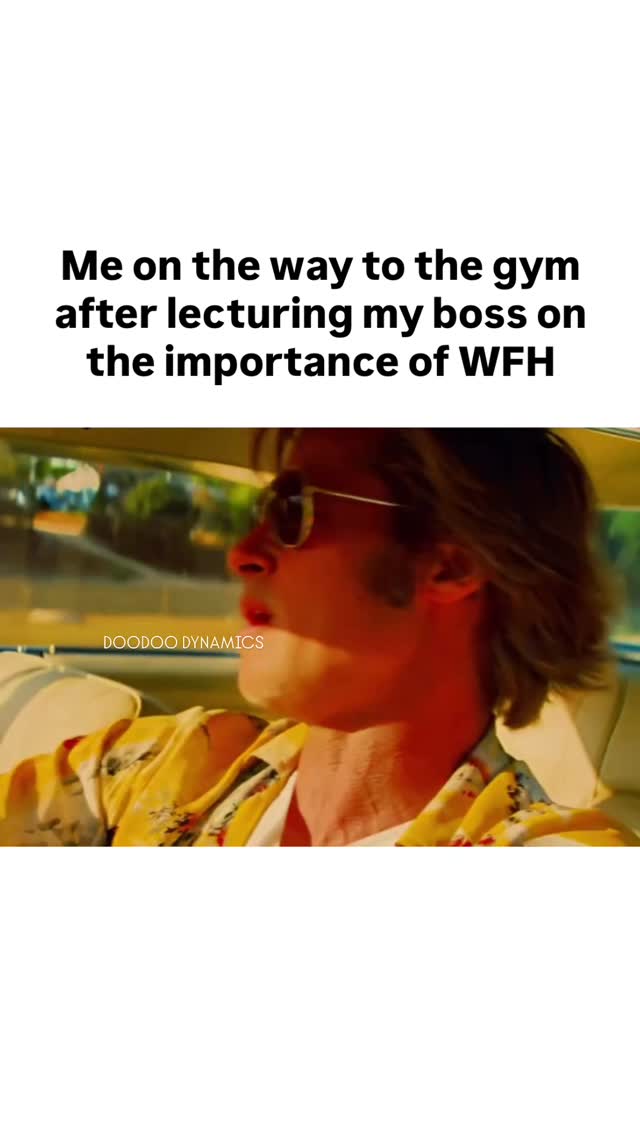 The cover image is a still from a movie featuring a man (Brad Pitt, from the appearance) in a yellow shirt and sunglasses, looking out the window of a car. Text overlays appear at the top, describing the video's content. The overall scene has a warm, sunny palette.