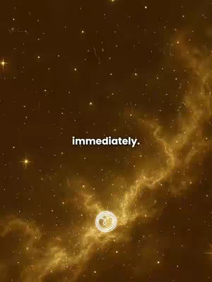 The image features a golden-toned nebula background scattered with stars. In the lower center, a glowing white symbol or design is present, possibly an emblem or logo. The text 'immediately' is in prominently placed white text.