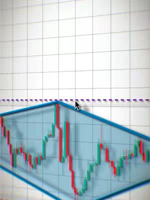 The image shows a digital chart overlaid.  The chart displays green and red bars representing fluctuations, possibly used for technical analysis in the financial sector. A cursor hovers over the chart near its top section, suggesting the element of user interaction.