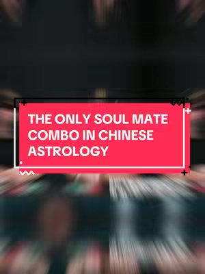 The cover image has a blurred background with an overlay of a bright pink rectangle. The text on the rectangle says 'THE ONLY SOUL MATE COMBO IN CHINESE ASTROLOGY'. The text is white and centered, and the rectangle has a white border with cross marks at each corner. The overall look is a modern, stylized social media graphic.