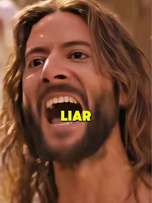 A close-up shot features a man with long, light-brown hair, a beard, and an open mouth as if shouting. A yellow box with the text 'LIAR' is overlaid on his face. The background is blurred, suggesting a scene with other individuals.