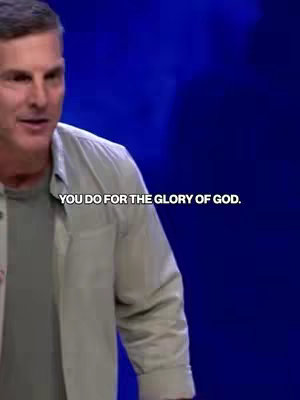The image shows a man in a light-colored shirt speaking, with a blue background. Text overlayed on the bottom describes the message.