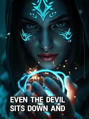 A fantasy-themed image featuring a woman with glowing markings on her face and a hooded cloak. She holds a glowing orb between her hands, with text overlaid at the bottom.