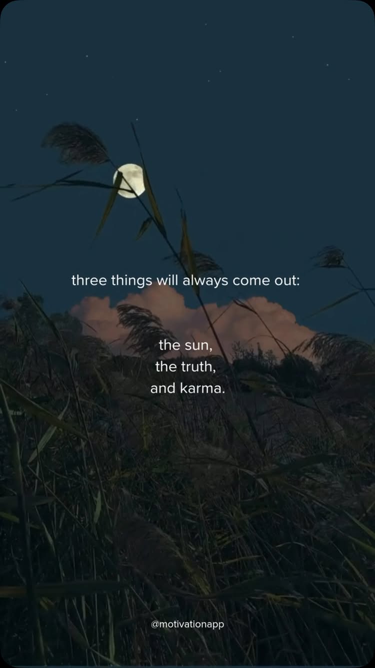 A vertical image shows a night scene with a moon, stars, and tall grass. Text highlights a motivational quote.