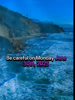 The image shows a coastal landscape with an ocean and a dark blue sky. Text overlayed indicates a date.
