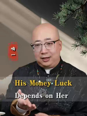 A middle-aged Asian man with glasses is the main subject, centered in the frame. He has short hair and is dressed in a dark shirt with a white collar underneath. The background includes a blurred beige and light brown wall, with a sprig of greenery on the right side.