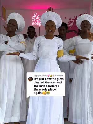 The cover image shows a group of people, mostly women, in white robes and head coverings, with a few men in the background. They are in what appears to be a performance or event space, with pink neon lighting that says "dance bolli" and a comment bubble with text over the image.