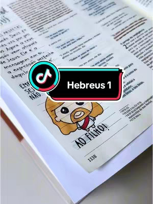 The image is a close-up of an open bible with a drawing of Jesus on the right page and some hand-written notes beside the text. On top of the open bible is a floating layer with a white background, a red rectangle and a black frame that holds the text Hebreus 1.