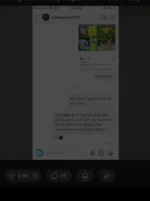 Screenshot of a phone screen displaying the Instagram interface. The focus is on a text conversation, showing a user interacting with content from '@collegeboard'. Below the text conversation are like, comment, and share buttons.