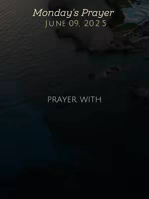 The cover image shows an abstract landscape with a gradient of dark blues and blacks. Overlaid on the image are white text elements with date and greeting information.