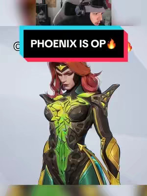 The cover image shows a figure of Phoenix from Marvel vs Capcom in a stylized pose with a background of a person in a beanie hat. The overlay has the title 'Phoenix Is Op', along with a fire emoji.