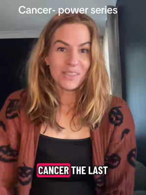 A woman with blonde hair wearing a maroon cardigan stands in front of a room. The text overlay says "CANER THE LAST"