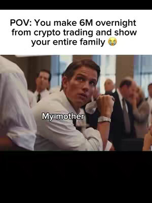 An image from the movie 'The Wolf of Wall Street'. A man, the central figure, is looking up and to the left with a somewhat shocked or concerned expression. Above him, text labels a scene from his family's reaction. The setting appears to be a corporate office environment with the background.