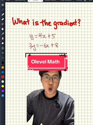 A man with glasses looks directly at the camera with a surprised expression. Behind him is a whiteboard with a math problem in red ink.