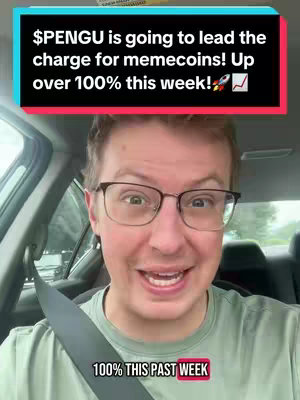 A man in a car talking directly to the camera, with overlayed text highlighting cryptocurrency performance. Behind him is a blurred background.