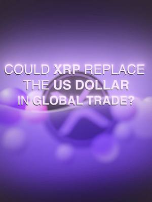A purple-themed image with text overlay and a stylized XRP logo. The background fades from dark purple to a lighter hue near the top, with several blurred orb-like shapes. Superimposed is the XRP logo, a silver circle surrounding the XRP symbol, also slightly blurred. The overlaid text has a neon effect.