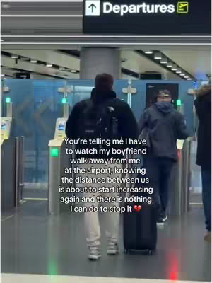 The cover image shows two airport scenes. In the foreground, a person is walking away from the camera towards airport departure gates, pulling a small suitcase. Text is overlaid on the image. The setting is a well-lit, modern airport terminal.