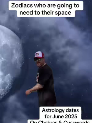 The image shows a man dancing in front of a cloudy night sky with a large moon. Text overlays at the top and bottom provide context.
