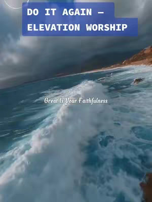 An eye-level shot capturing a vast ocean with waves crashing towards the viewer. The top of the image features a blue rectangle with white text, and the words 'Great Is Your Faithfulness' appear in a cursive font at the bottom.