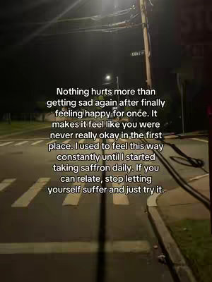 A nighttime street scene with a dark, desaturated color palette. The image captures the perspective of someone standing on a road, with crosswalk lines visible. The main text is overlaid in white and contains the hook text.