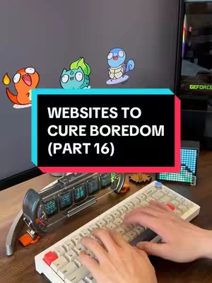 The cover image shows a person's hands typing on a white mechanical keyboard. The keyboard sits on a desk with a black monitor displaying a desktop on the background and stickers of cartoon characters. Overlayed on the image is a black and color bar with white text.