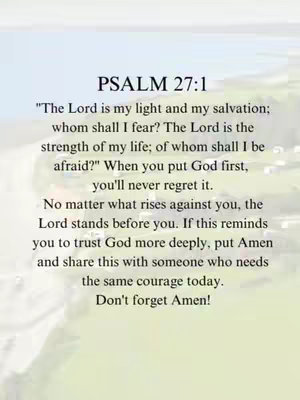 The cover image features a light green background with a blurry landscape. Centered is a block of text from Psalm 27:1, in bold, black font.
