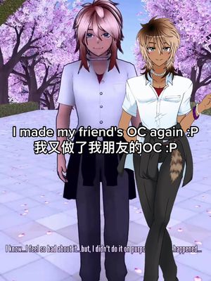 The cover image showcases two anime-style characters standing side by side in an outdoor setting with cherry blossom trees in the background. The main colors are pastel pink for the cherry blossoms, white and light gray for clothing, and various skin tones for the characters. Text overlays state the video's content.