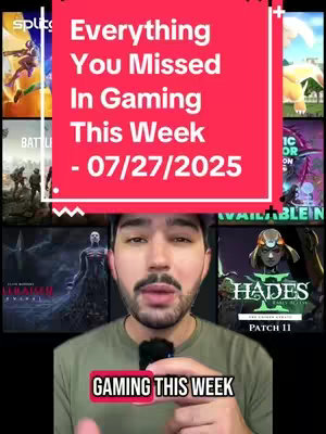 The cover image features a man with a beard in the foreground, centered and looking towards the camera. Behind him are various video game screenshots, with a prominent red banner overlayed on the screen, which has text about gaming. There are additional screen shots in the background. The overall layout is vertical, typical of a mobile video format.