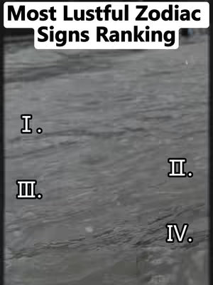 The cover image features a watery background with the text "Most Lustful Zodiac Signs Ranking." Below the text, roman numerals I, II, III and IV are placed in different parts of the screen.