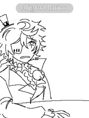 A black and white anime-style illustration showing a character with ruffled hair, wearing a suit jacket, cravat, and a top hat. The character is looking to the side with a concerned expression, an eye covered with an eye patch. The text "Alight Motion" is in a light gray banner in the upper center of the image.