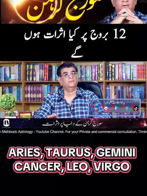 The cover image features a man seated at a desk with a bookshelf backdrop. Text overlays the image, displaying the video's title content and astrological points.