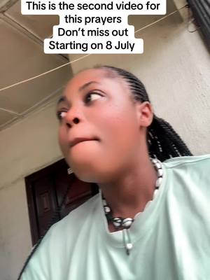 A woman with dark braided hair and a light-green shirt is looking away from the camera in a slightly upward and to the side pose. Overlayed text on the image announces the video is part two of a prayer series, starting on July 8th.
