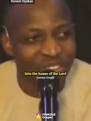 The cover image shows a man with a shaved head, looking up and to his left, mid-speech. At the bottom, there is text in a yellow box with the words "Into the house of the Lord" and the words "famouz Gospel" underneath. The man is holding a microphone. A logo of a star with a purple background and “FAMOUZ Gospel” text is beneath the microphone.
