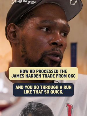 The cover image features Kevin Durant, facing slightly to the right, with a serious expression. The background appears to be a nondescript indoor setting with some blurred elements. Overlaid on the image are two rectangular text boxes in a beige and dark blue color scheme, respectively, containing descriptive text. The words 'Mind the Game' are in the upper left corner.