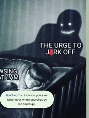 A grayscale image appears to be a digital art piece conveying inner turmoil. A shadowy, menacing figure looms over a person in a bed, who is facing away with their head buried in the pillow. Text overlays indicate the source of the conflict.