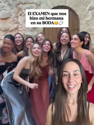The image features the creator in the foreground smiling, with a group of women in the background seemingly at a wedding. A text overlay announces the video's theme.